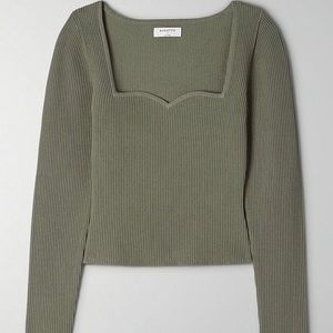 Aritzia Babaton Sculpt Knit Longsleeve Olive XXS